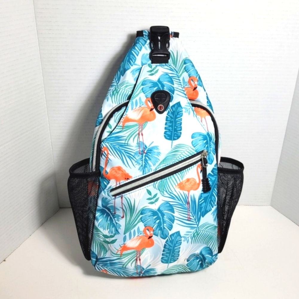 Flamingo Print Mosiso Sling Backpack Excellent